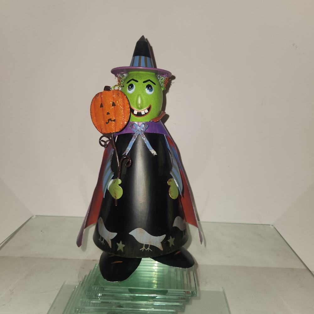 Vintage Metal Bobbling Halloween Witch